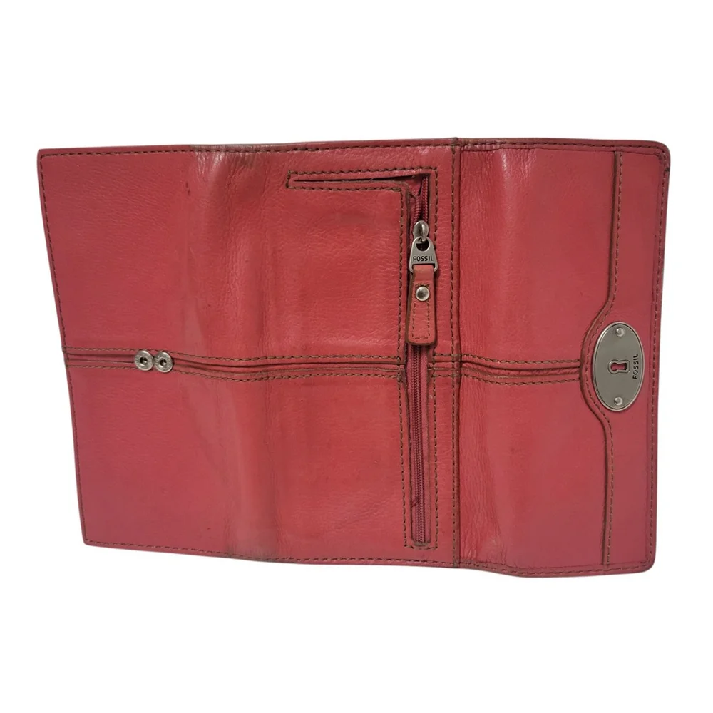 FOSSIL Genuine Leather Trifold Wallet Women’s 7